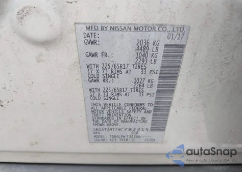 2017 Nissan Rogue S from USA, damaged, VIN 5N1AT2MT7HC782315